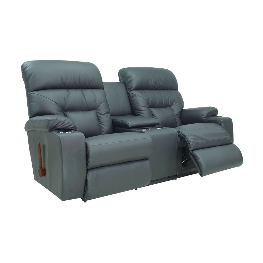 SPECTATOR All Leather Full Reclining Loveseat with Console LAZBOY