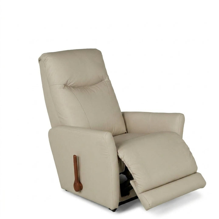 Cloud light leather rocker recliner with recline footrest and tufted back