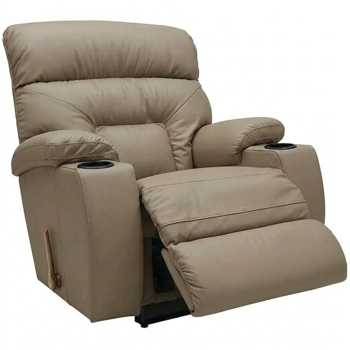 SPECTATOR  Leather Rocker Recliner With Cupholder