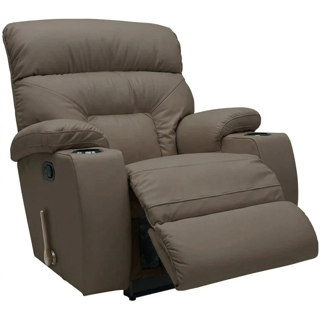SPECTATOR  Leather Rocker Recliner With Cupholder