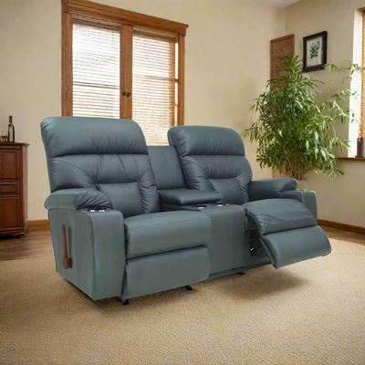 SPECTATOR Full Leather Full Reclining Loveseat with Console