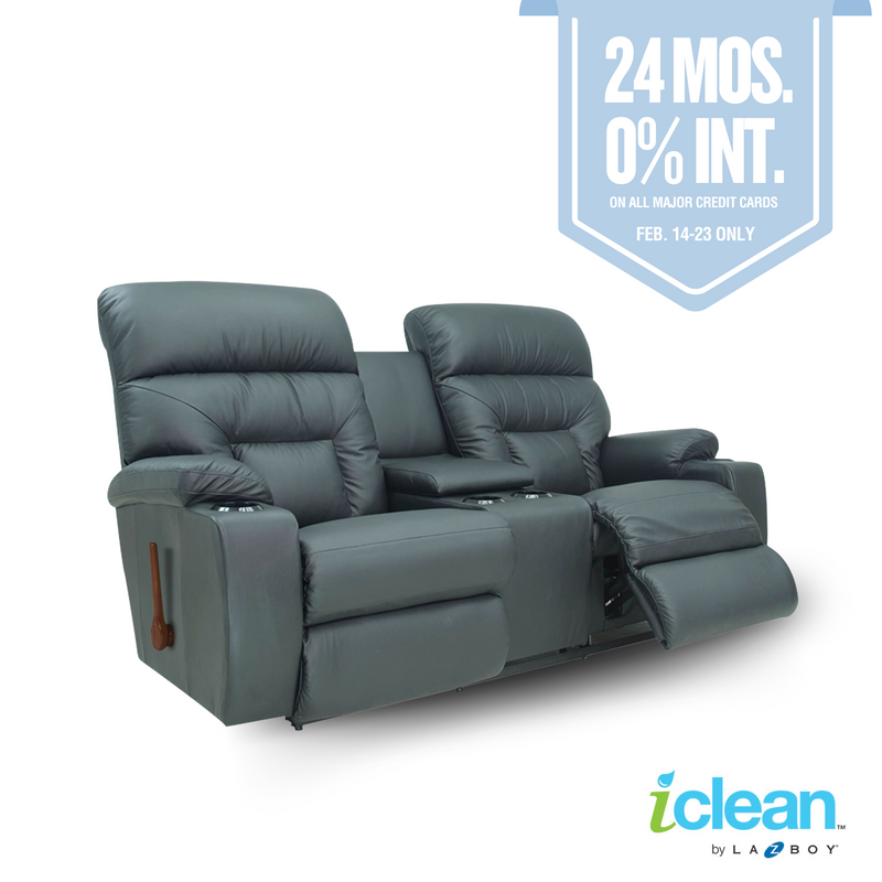 SPECTATOR Full Leather Full Reclining Loveseat with Console