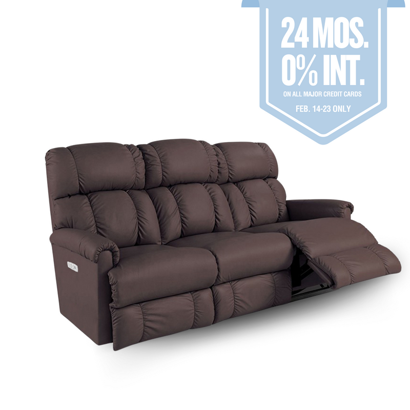 PINNACLE Full Leather Power Recline XRW Full Reclining Sofa with Drop Down Table