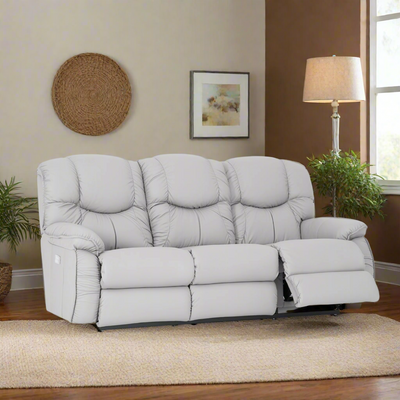 DREAMTIME Full Leather Power Recline XRW Full Reclining Sofa with Drop Down Table