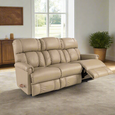 PINNACLE Full Leather Motion Reclining Sofa with Drop Down Table