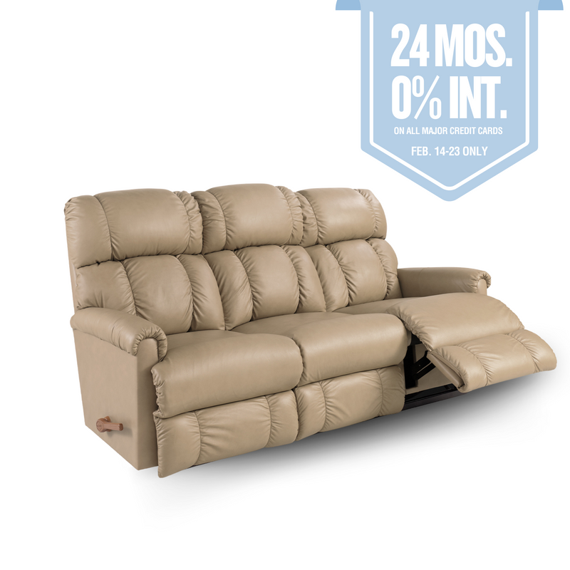 PINNACLE Full Leather Motion Reclining Sofa with Drop Down Table