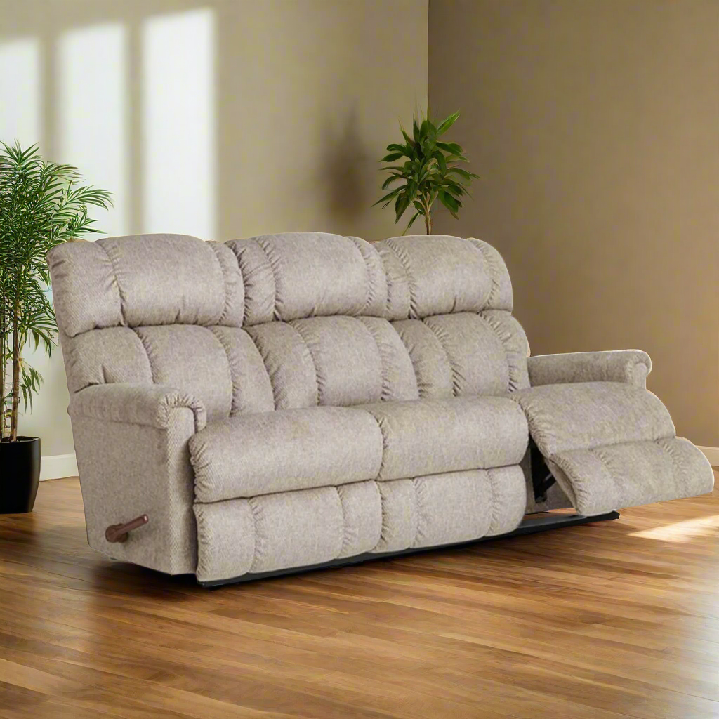 PINNACLE iClean Fabric Motion Reclining Sofa with Drop Down Table