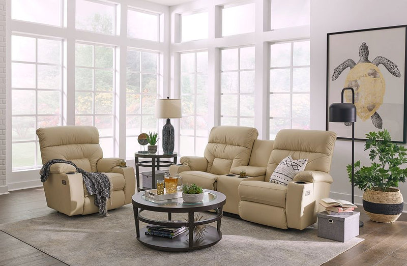 SPECTATOR All Leather Full Reclining Loveseat with Console