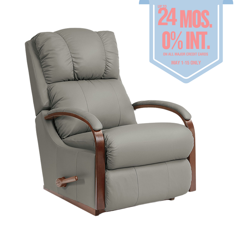 HARBOR TOWN Full Leather Rocker Recliner (Wood)