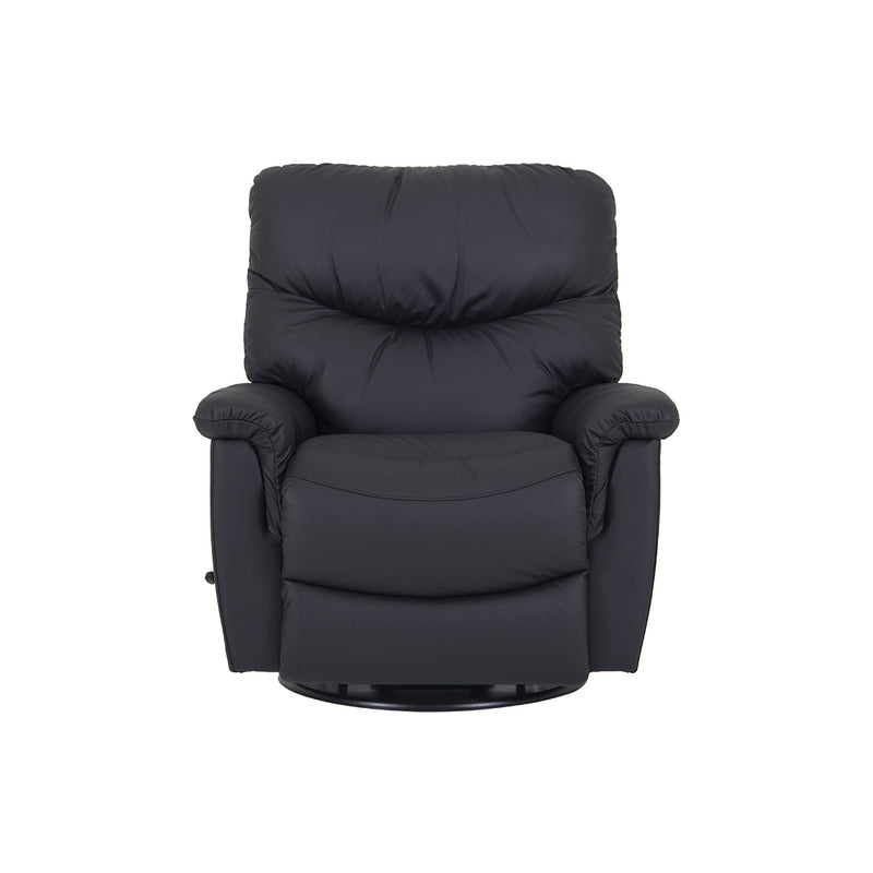 JAMES All Leather Swivel Reclina-Glider Recliner Black Series
