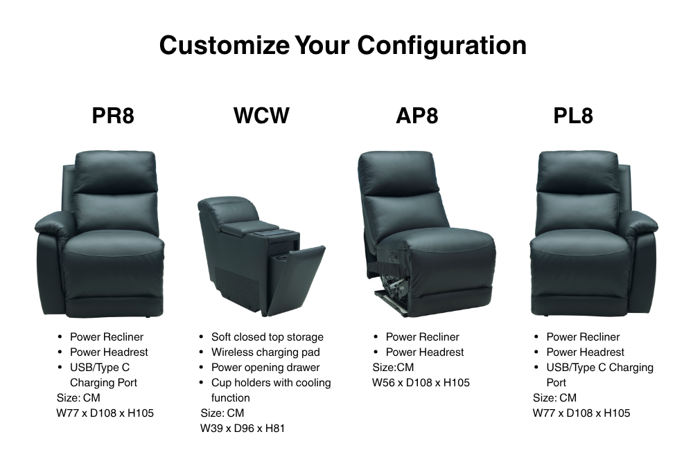 Boston Full Leather Power Recline Home Theater
