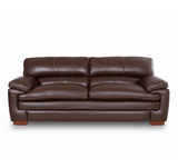 DEXTER Signature sofa in dark brown leather, two-seat with padded arms and tufted back
