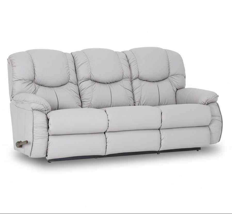 DREAMTIME Full Leather Motion Reclining Sofa with Drop Down Table
