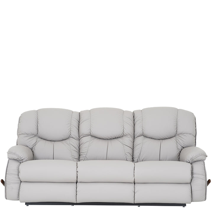 DREAMTIME Full Leather Motion Reclining Sofa with Drop Down Table