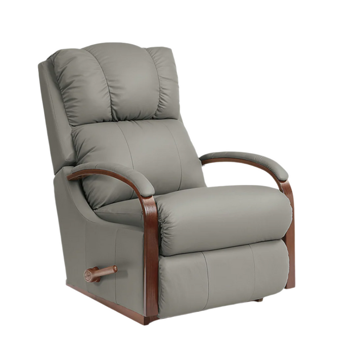 HARBOR TOWN Full Leather Rocker Recliner (Wood)