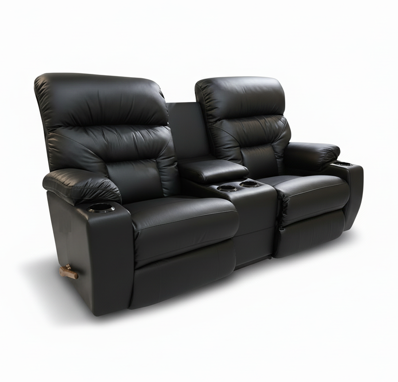 SPECTATOR Leather Motion Reclining Loveseat with Console