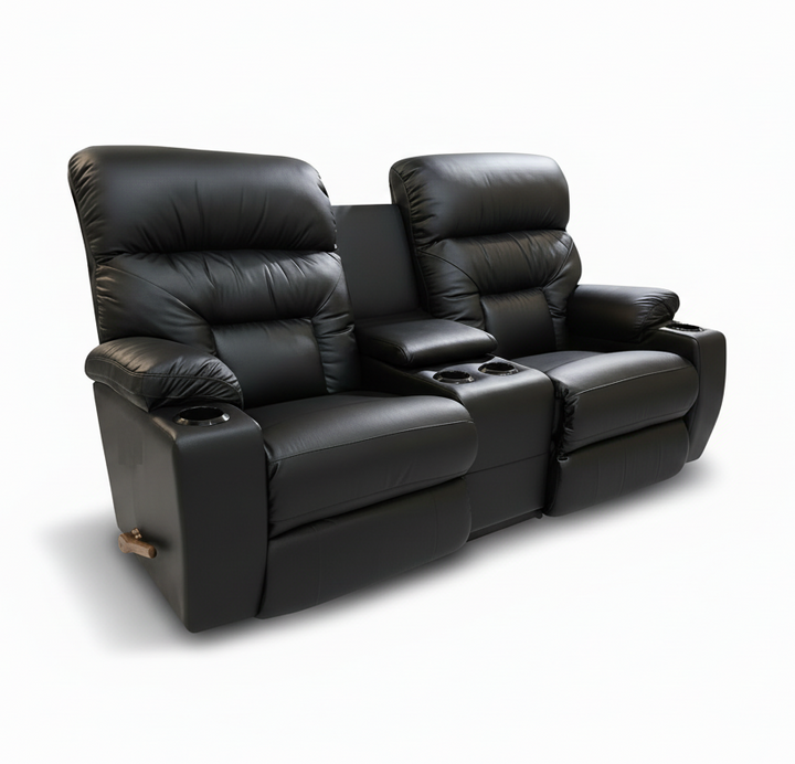SPECTATOR Leather Motion Reclining Loveseat with Console