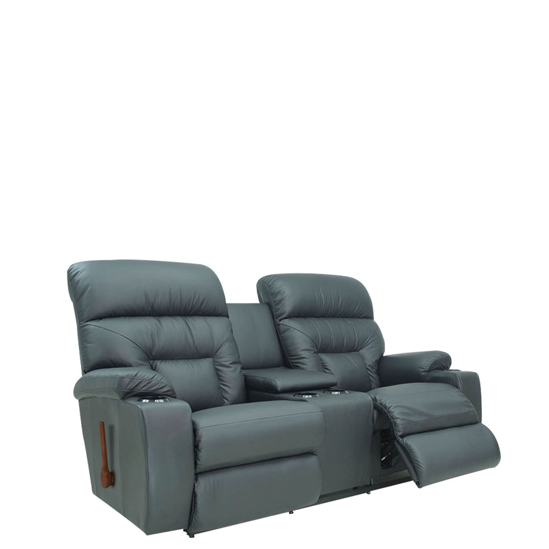 SPECTATOR All Leather Full Reclining Loveseat with Console