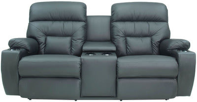 SPECTATOR All Leather Full Reclining Loveseat with Console