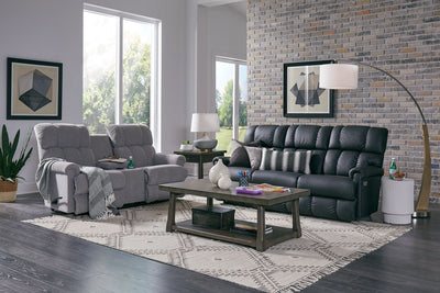 PINNACLE All Leather Motion Reclining Sofa with Drop Down Table