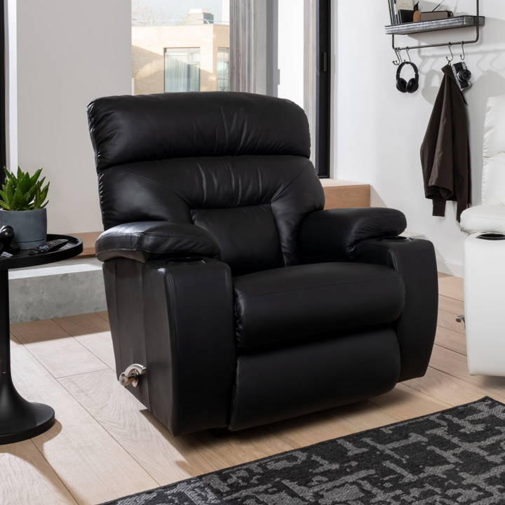 SPECTATOR Full Leather Rocker Recliner With Cupholder