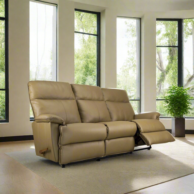 JAY Full Leather Motion Reclining Sofa with Drop Down Table