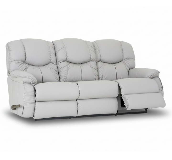 DREAMTIME Full Leather Motion Reclining Sofa with Drop Down Table