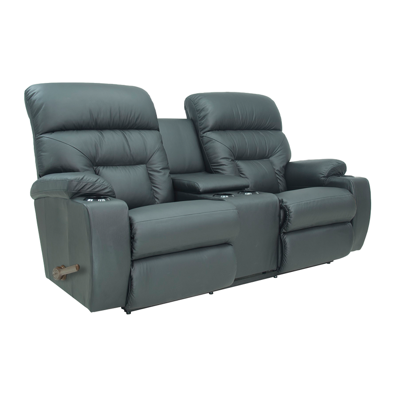 SPECTATOR All Leather Full Reclining Loveseat with Console