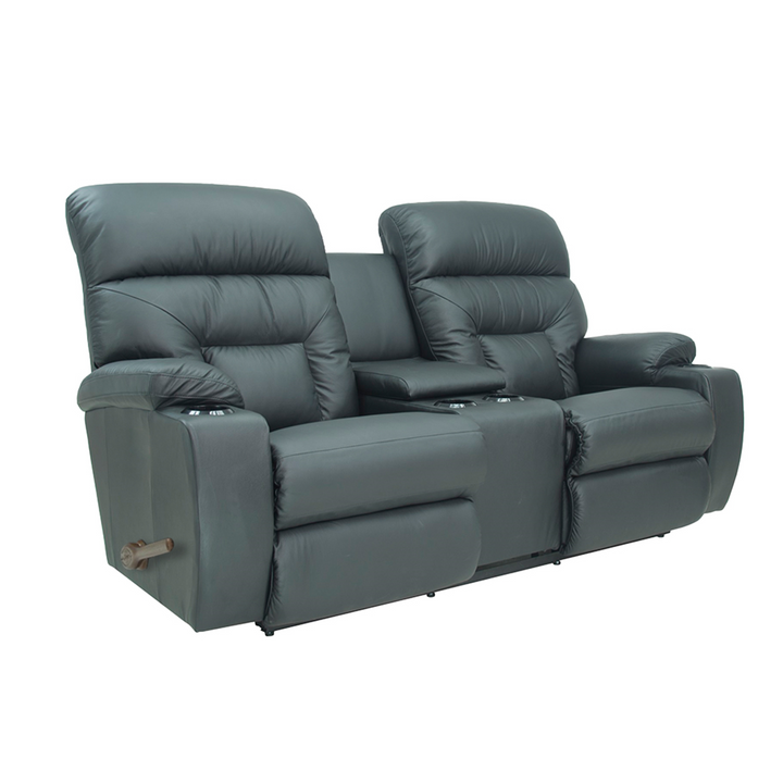 SPECTATOR Leather Motion Reclining Loveseat with Console