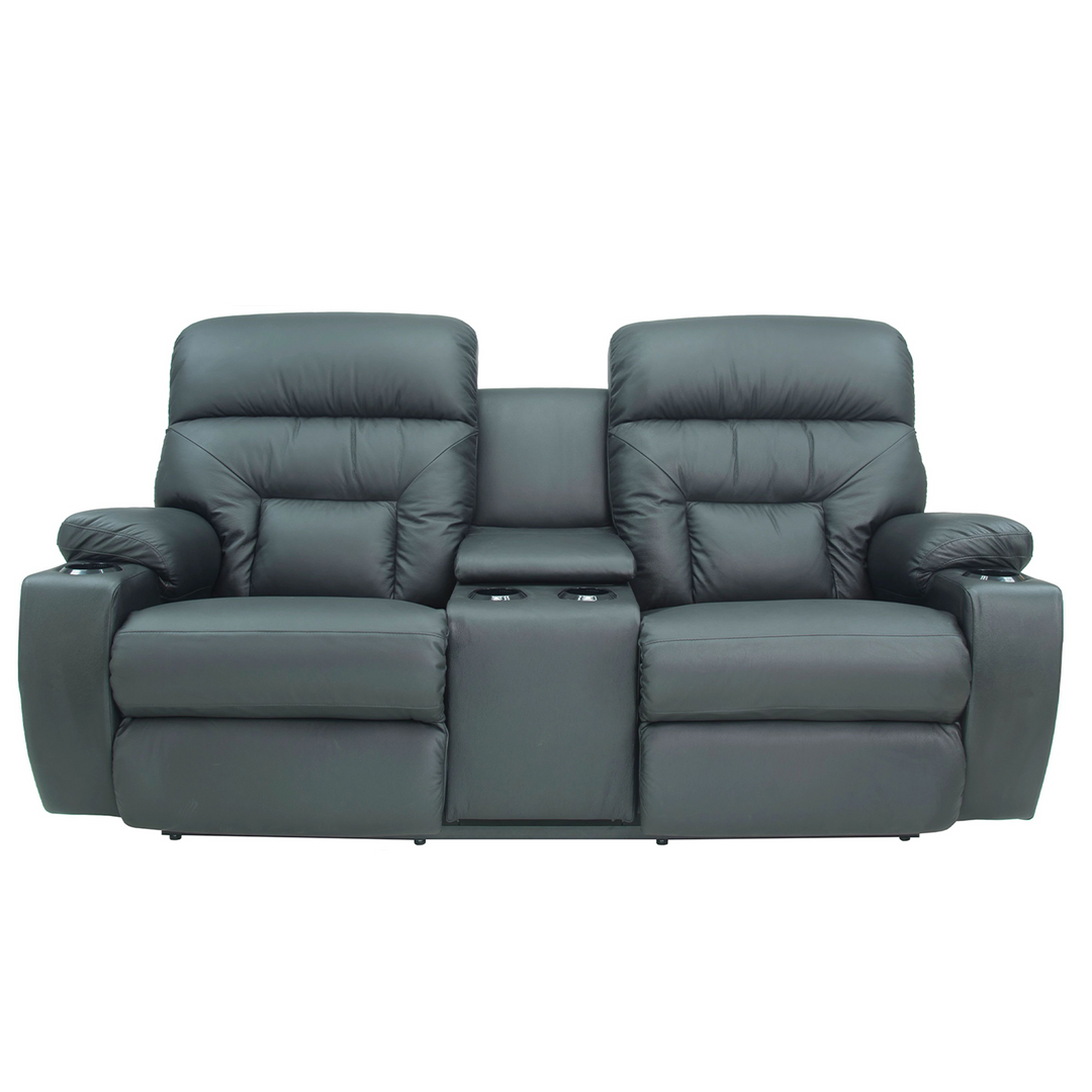SPECTATOR Leather Motion Reclining Loveseat with Console