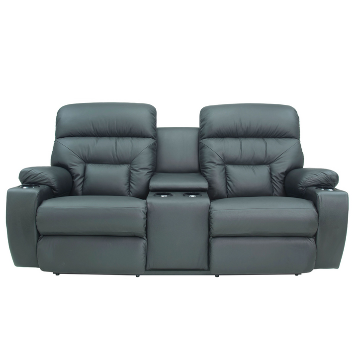 SPECTATOR Leather Motion Reclining Loveseat with Console