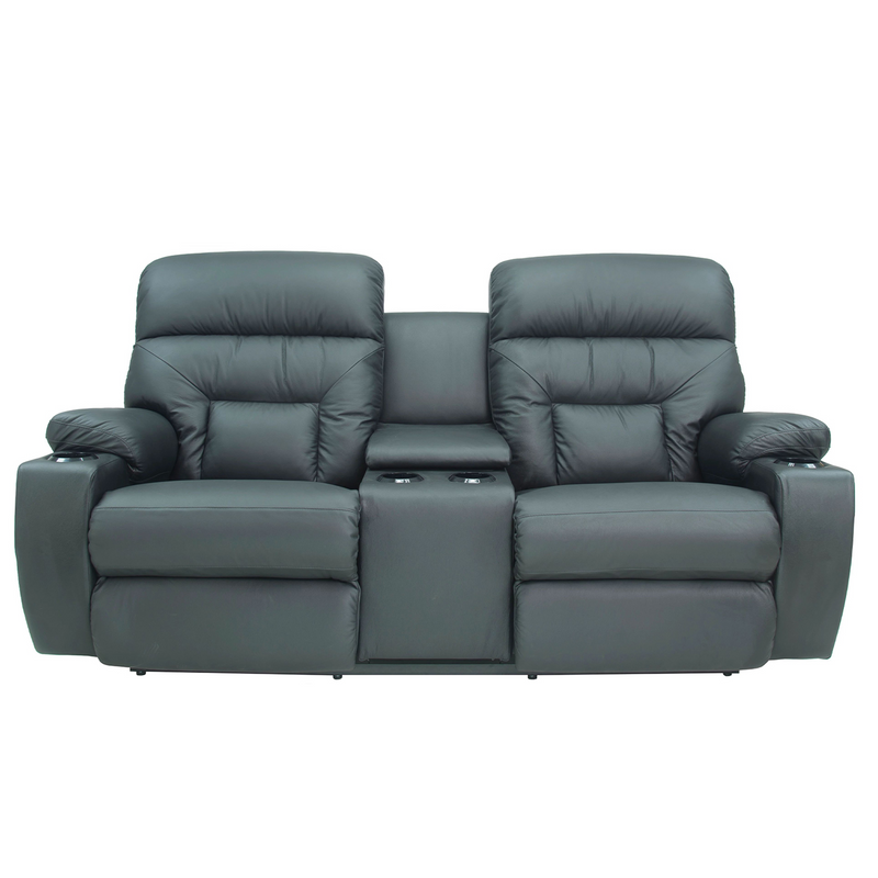 SPECTATOR All Leather Full Reclining Loveseat with Console