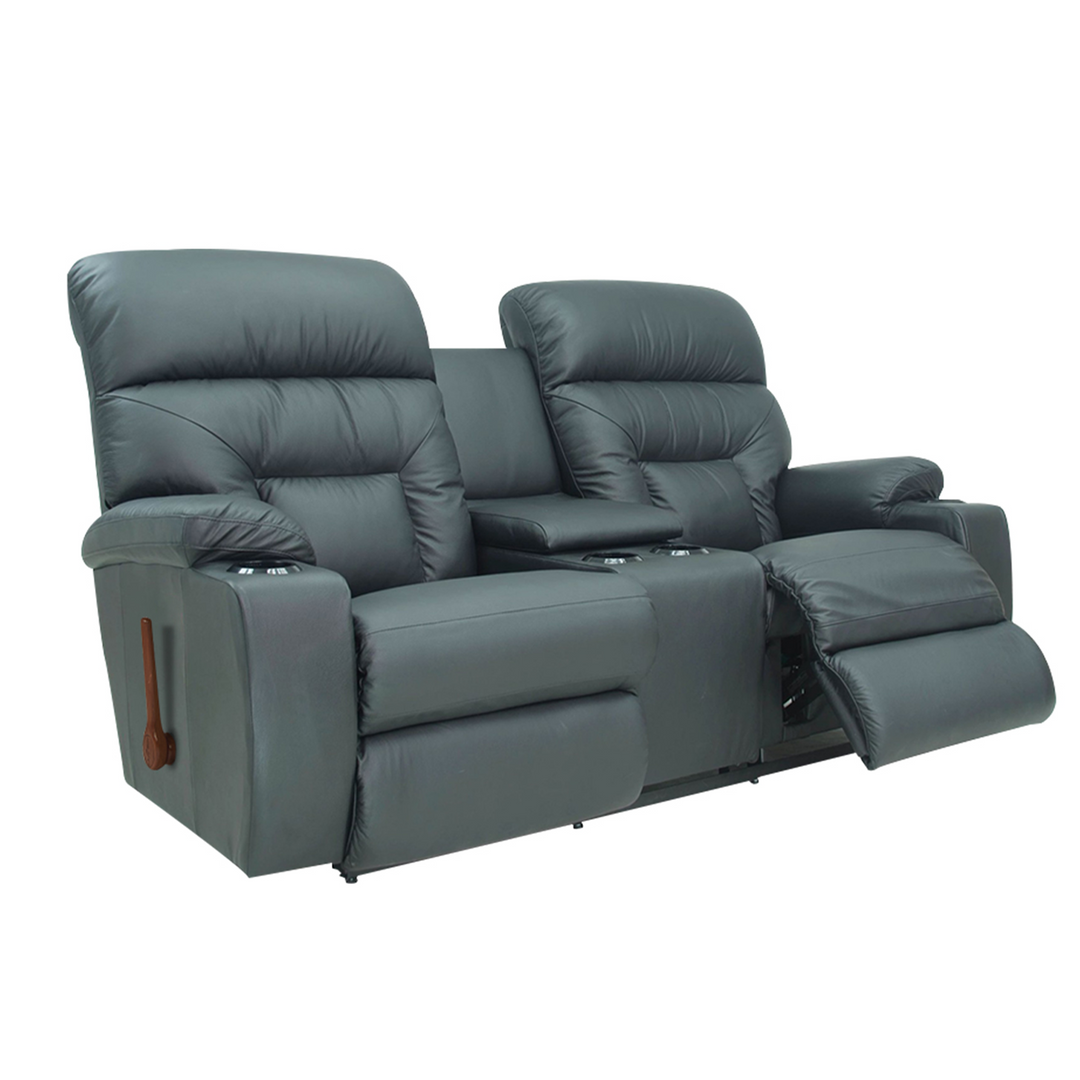 SPECTATOR Leather Motion Reclining Loveseat with Console