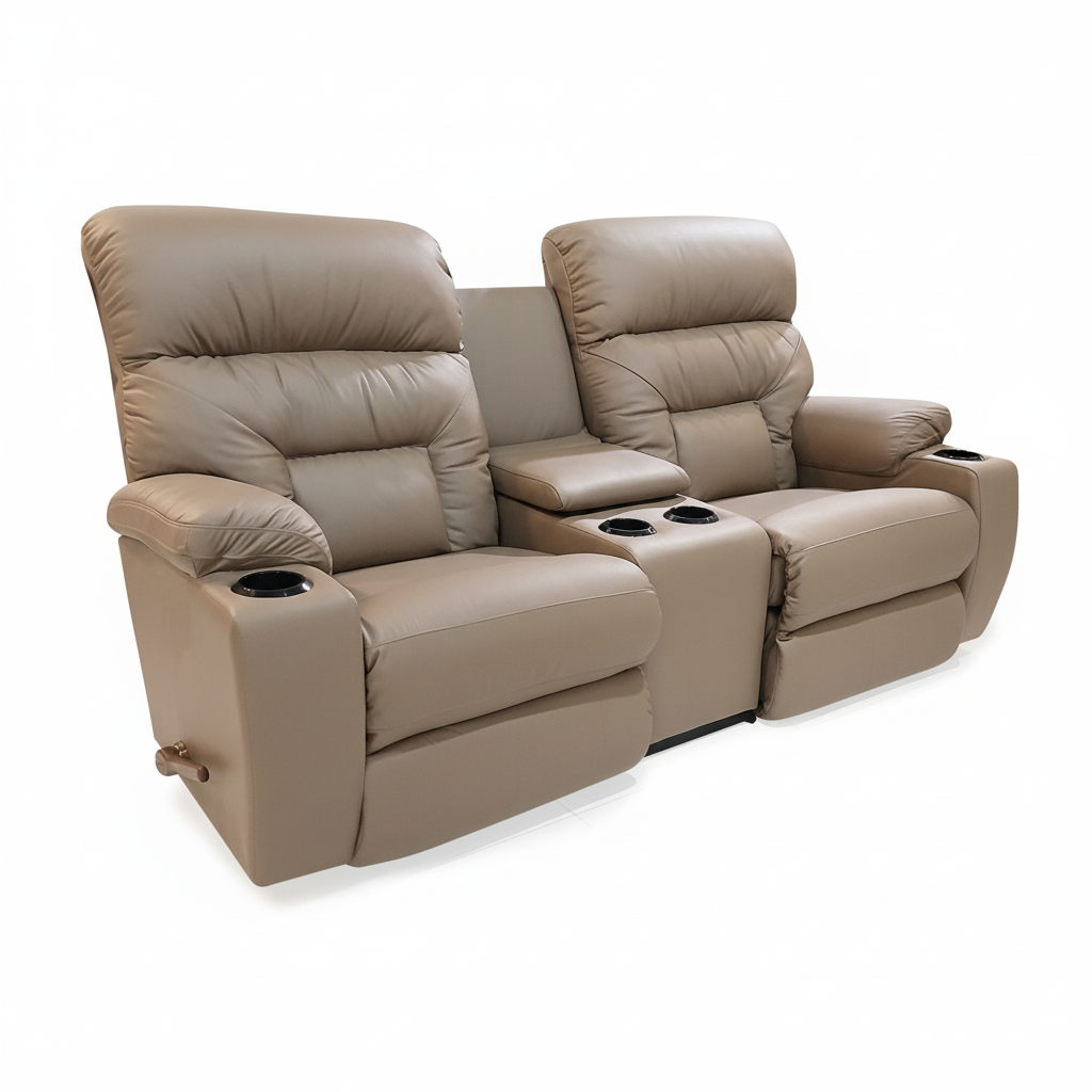 SPECTATOR Leather Motion Reclining Loveseat with Console