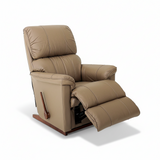STANLEY leather rocker recliner in tan with fold-out footrest and side handle