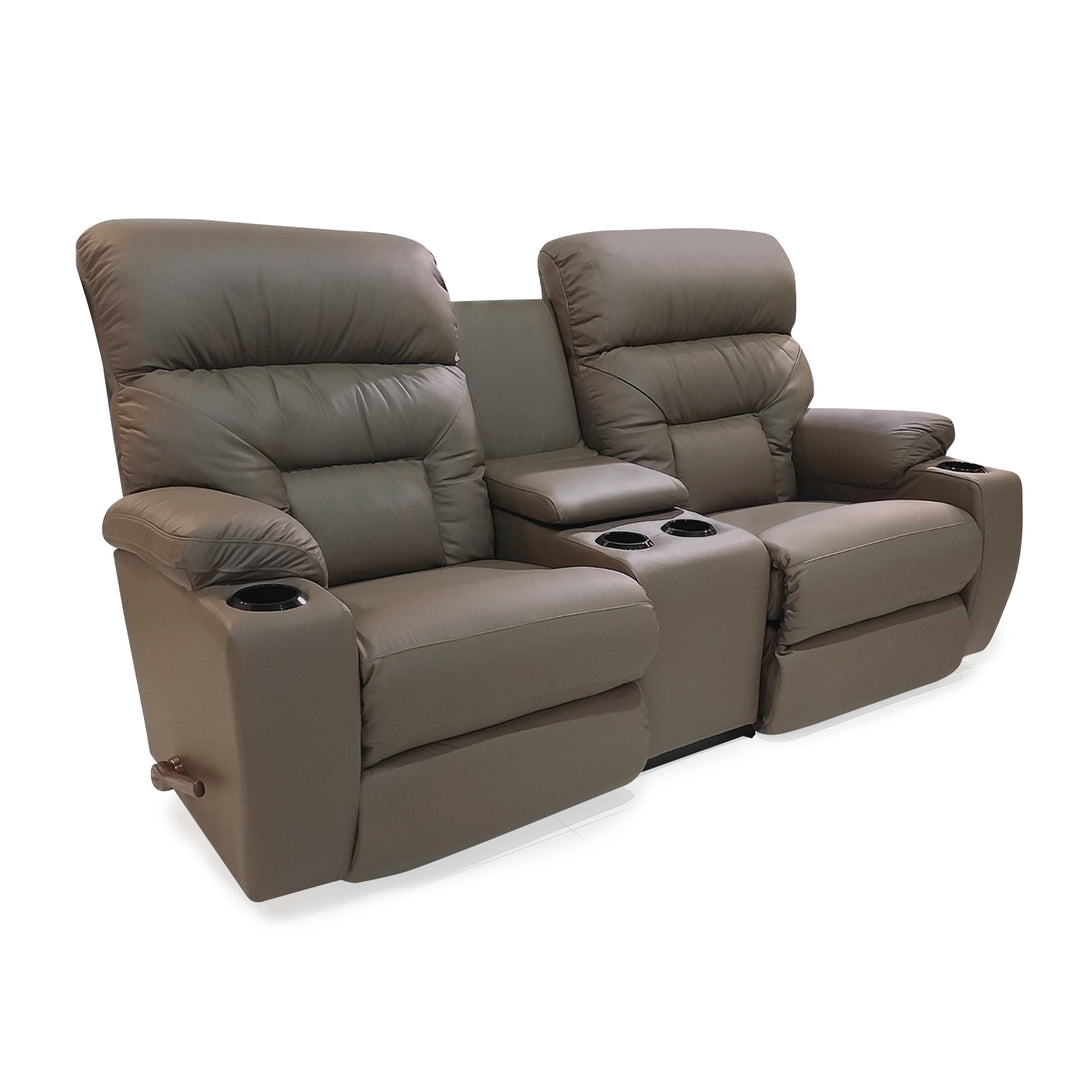 SPECTATOR Leather Motion Reclining Loveseat with Console