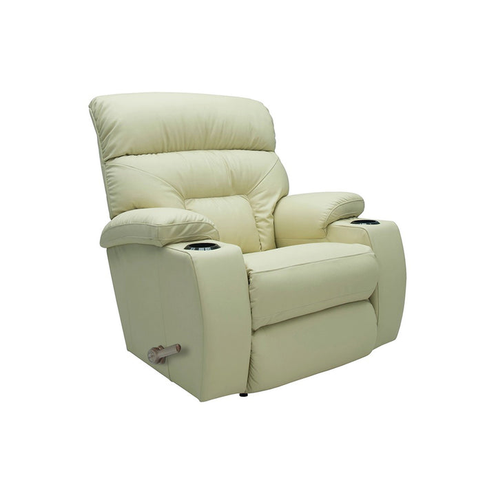 SPECTATOR Full Leather Rocker Recliner With Cupholder