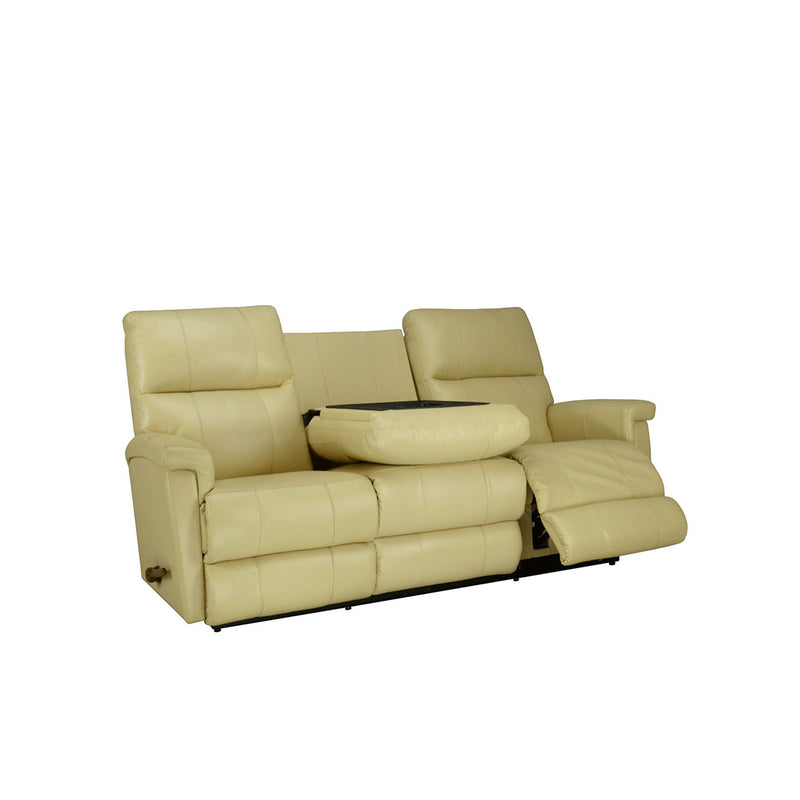 ETHAN All Leather Motion Reclining Sofa with Drop Down Table