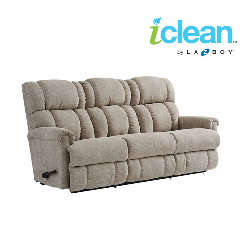 PINNACLE iClean Fabric Motion Reclining Sofa with Drop Down Table