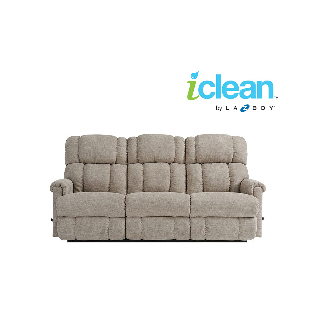 PINNACLE iClean Fabric Motion Reclining Sofa with Drop Down Table