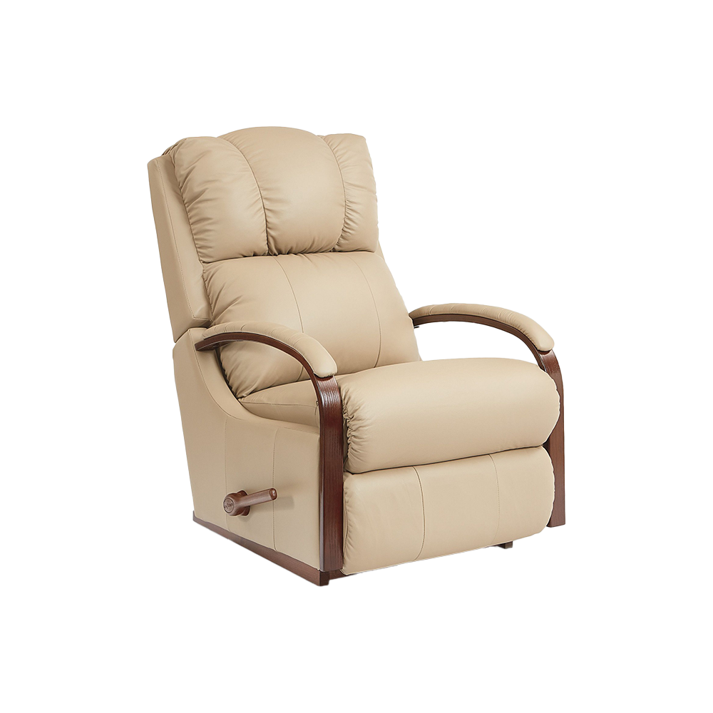 HARBOR TOWN Full Leather Rocker Recliner (Wood)