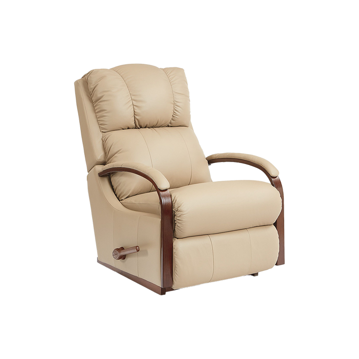 HARBOR TOWN Full Leather Rocker Recliner (Wood)