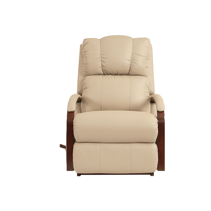 HARBOR TOWN Full Leather Rocker Recliner (Wood)