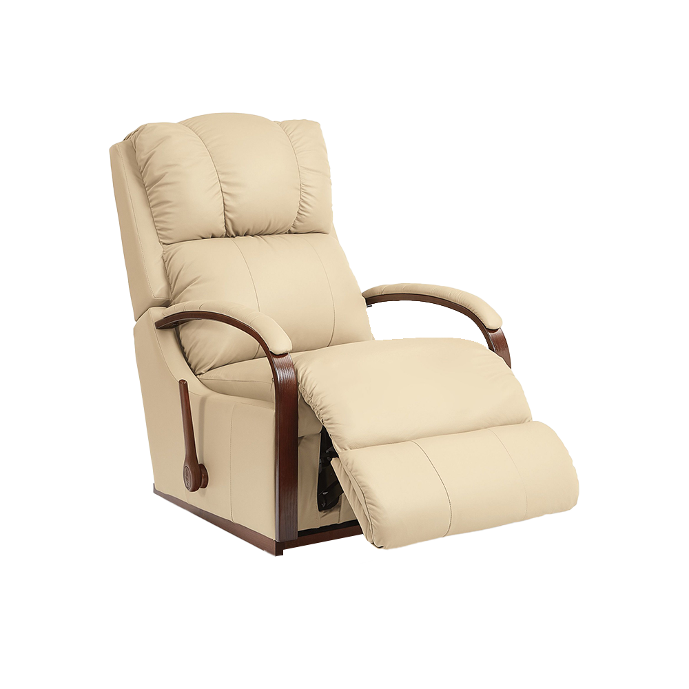HARBOR TOWN Full Leather Rocker Recliner (Wood)