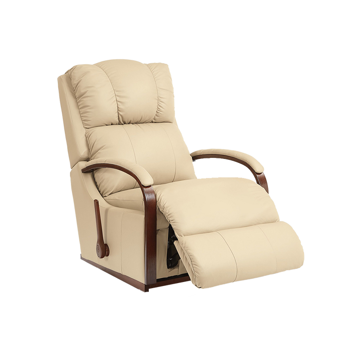 HARBOR TOWN Full Leather Rocker Recliner (Wood)
